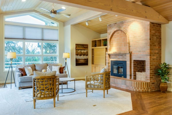 Warm coastal living room interior