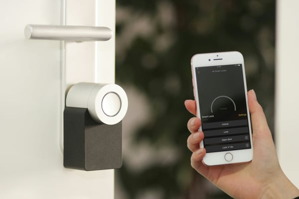 Smart lock on a door